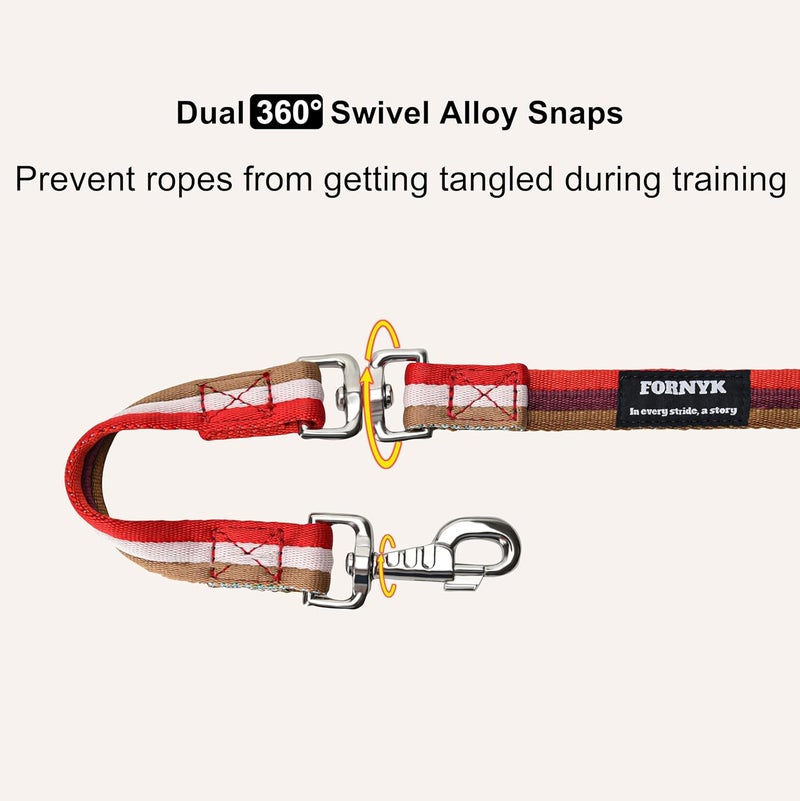 Fornyk Lunge Line for Horse, Premium Equine Lunge Line with Alloy Trigger Buckle and Dual Swivel Snaps for Accurate Equestrian Training, Competition and Daily Use, 26ft/8m (Red-White-Brown) - Image 2